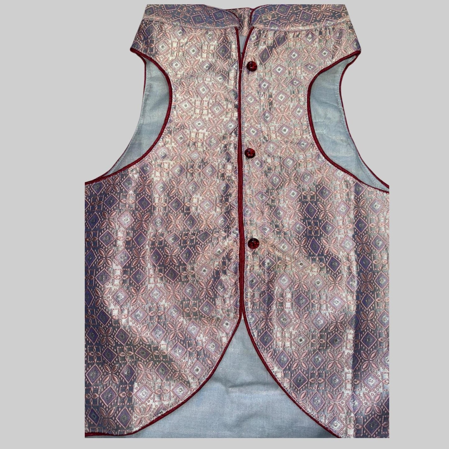 Dog in floral jasmine-patterned sherwani with royal detailing, perfect for Indian weddings and formal celebrations