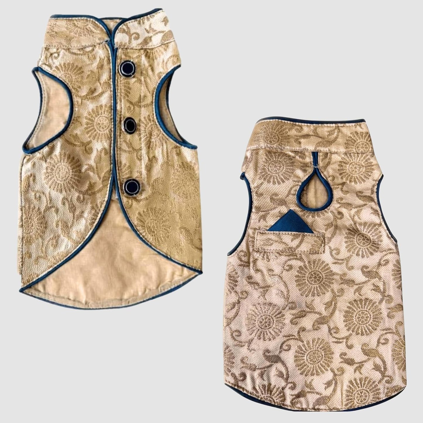 Yellow, Blue Trim Dog Sherwani