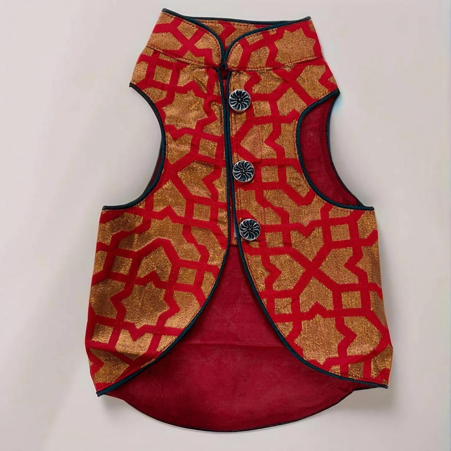 Red/Gold design Sherwani, Indian dog outfit, Indian pet sherwani, pet wedding outfit, dog sherwani, Embroidered dog Sherwani, Dog Wear