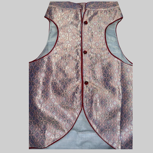 Dog in floral jasmine-patterned sherwani with royal detailing, perfect for Indian weddings and formal celebrations