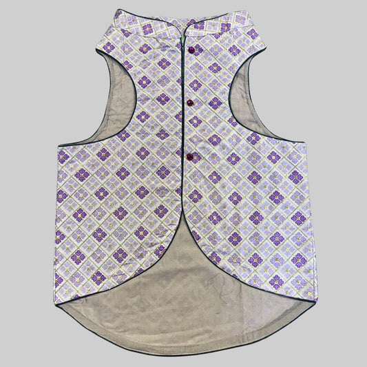 Dog wearing light lavender sherwani with subtle detailing, perfect for spring weddings and Indian celebrations